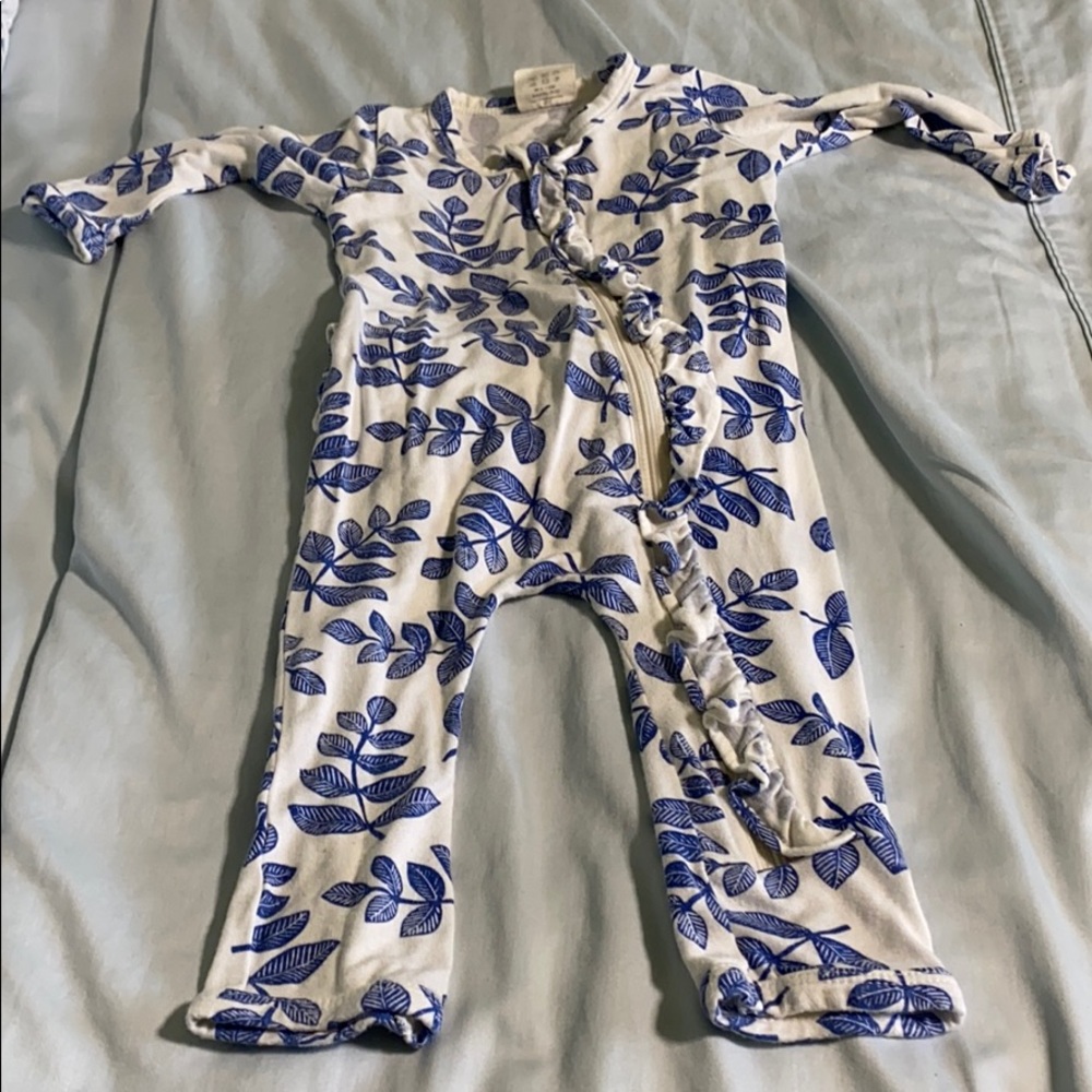 Spearmint Love ruffle zip romper